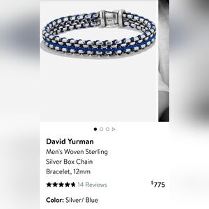 David Yurman Silver Box-Chain Bracelet with Blue Accents. # 229